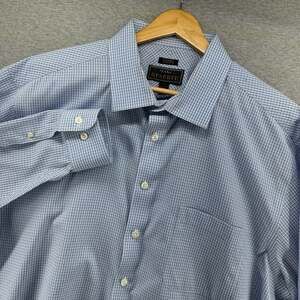 Jos. A. Bank Reserve Size 18-34 Mens Tailored Fit No Wrinkle Shirt Blue Check